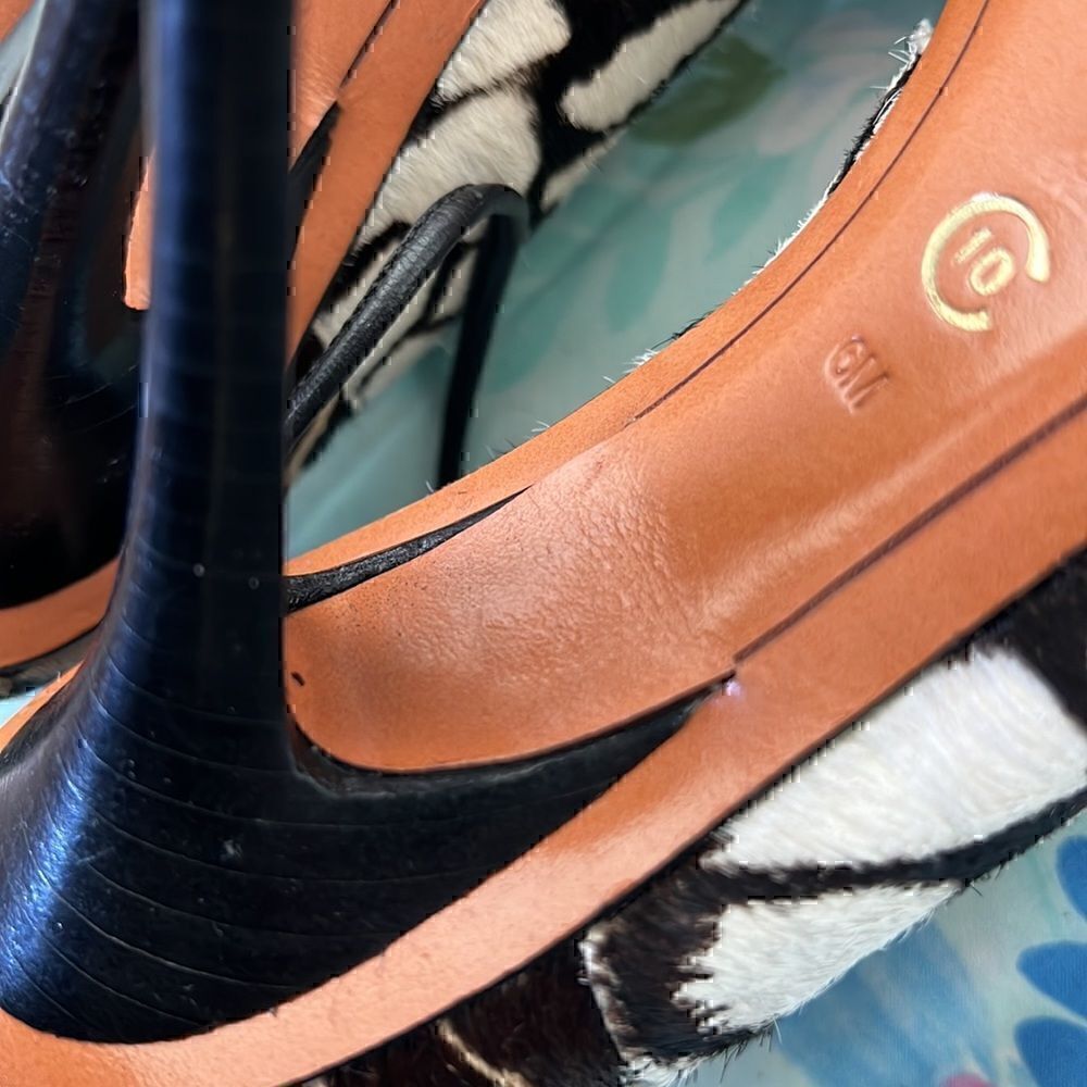 10 Crosby Derek Lam Animal Print Hair On Lace Up Heels 6 - Picture 6 of 13